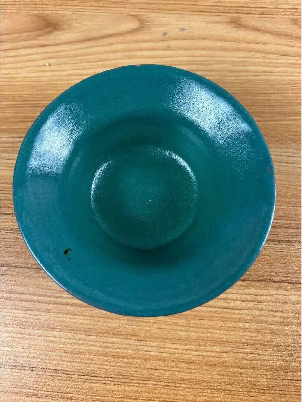SEG Style Early 1900s Student Pottery Creation Blue Green Glazed Flared Rim Bowl